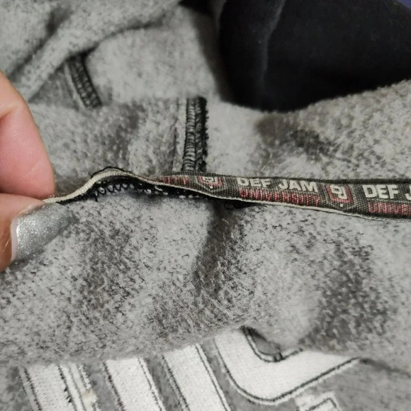 Def Jam University 84 Hooded Open Front Robe Size M/L Black Long Length FLAWS - Picture 9 of 11